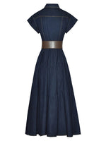 Denim Dress Women's Lapel Pockets Dress