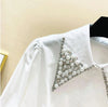 Pearls Diamonds Collar Elegant Shirt
