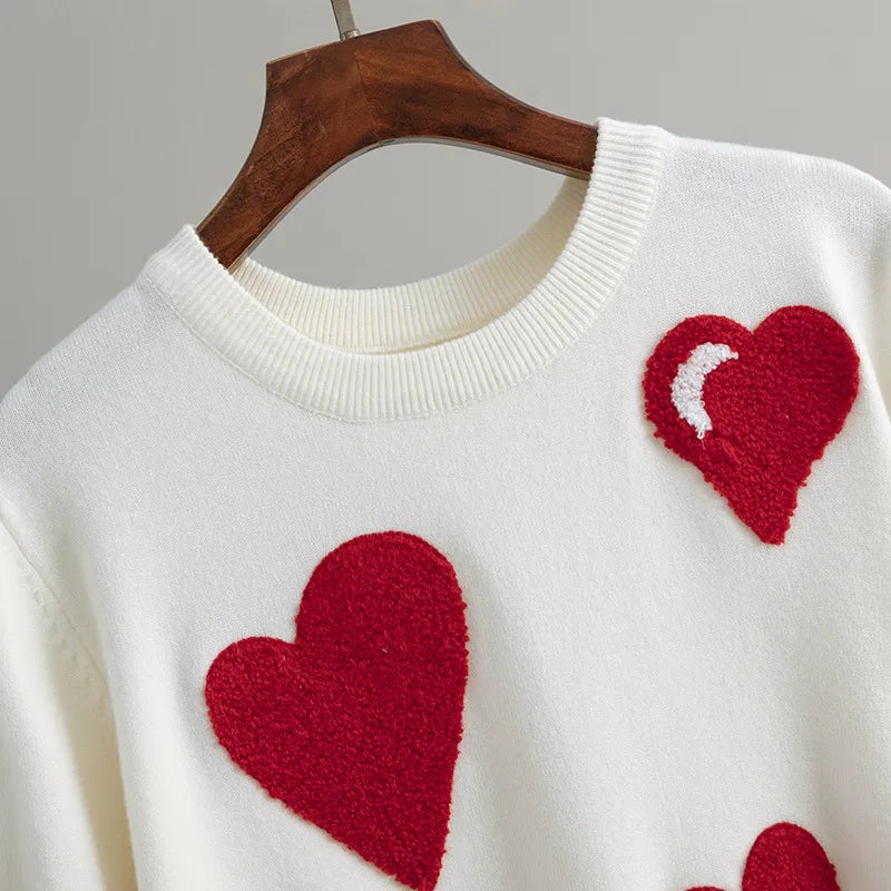 Hearts Knitted Pullover
