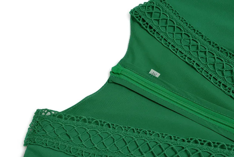 Lantern sleeve Ruffles Green Maxi Dress