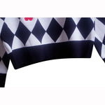 Cherry Argyle Embroidery Pullover