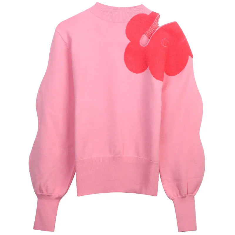 Loose Flower Hollow Out Pullover