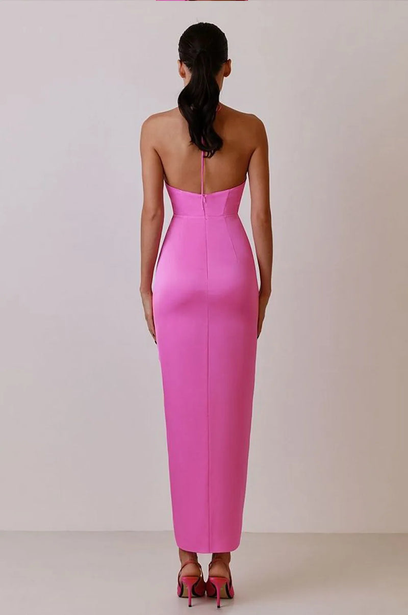 Backless Dress Wrapping Asymmetric