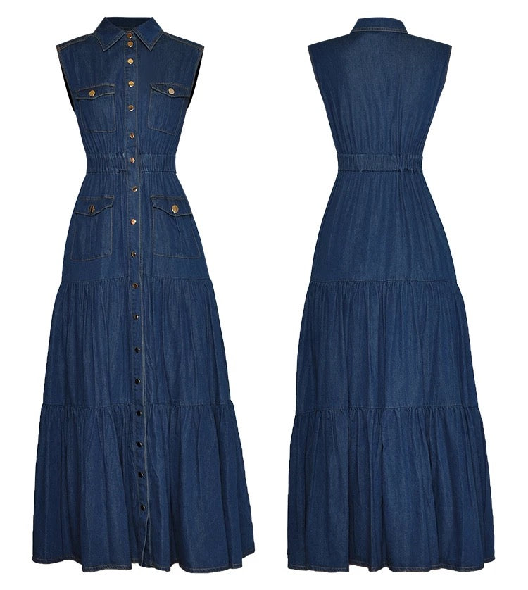 Imperial Denim Maxi Dress